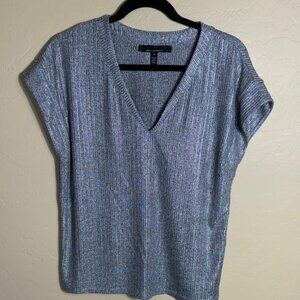 Women's Silver V-Neck Top